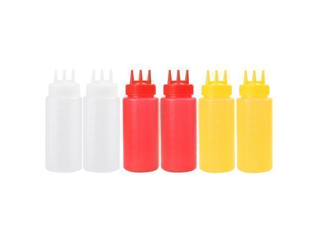 6pcs 16 OZ Plastic Three Hole Condiment Squeeze Bottles Perfect